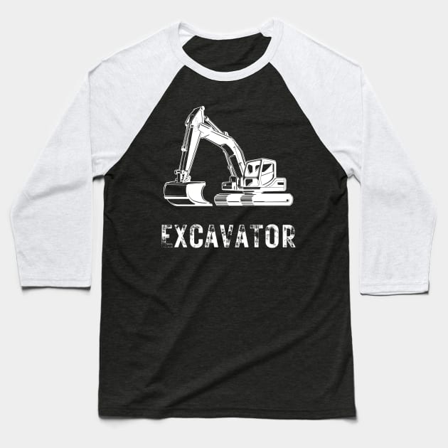excavator Baseball T-Shirt by vaporgraphic